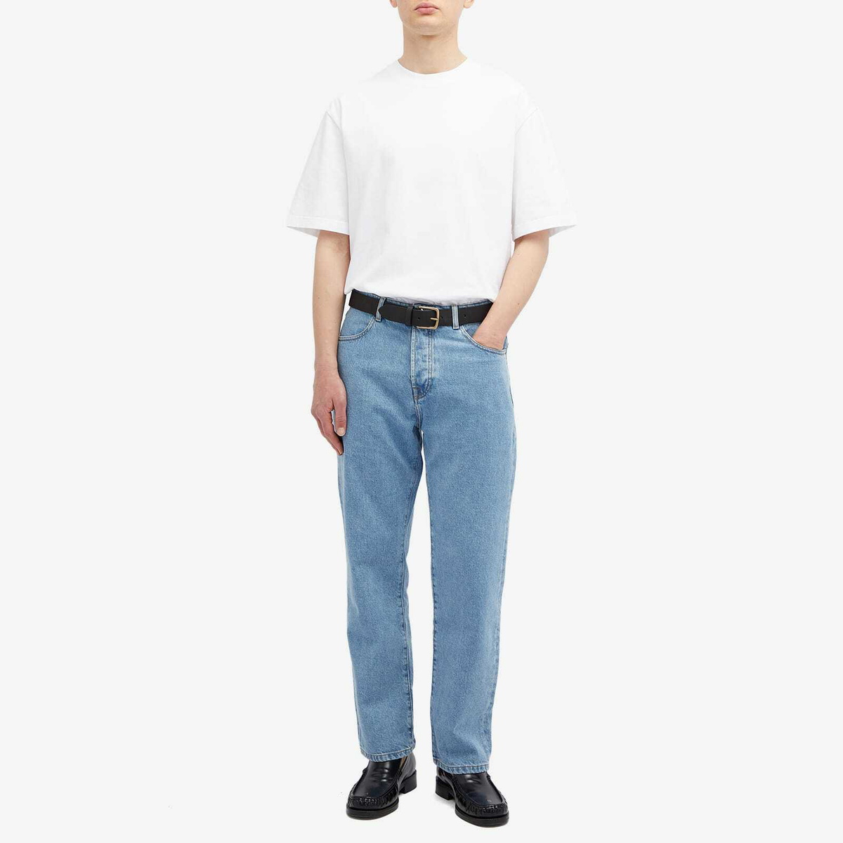 Róhe Men's Straight Leg Denim Jeans in Light Denim