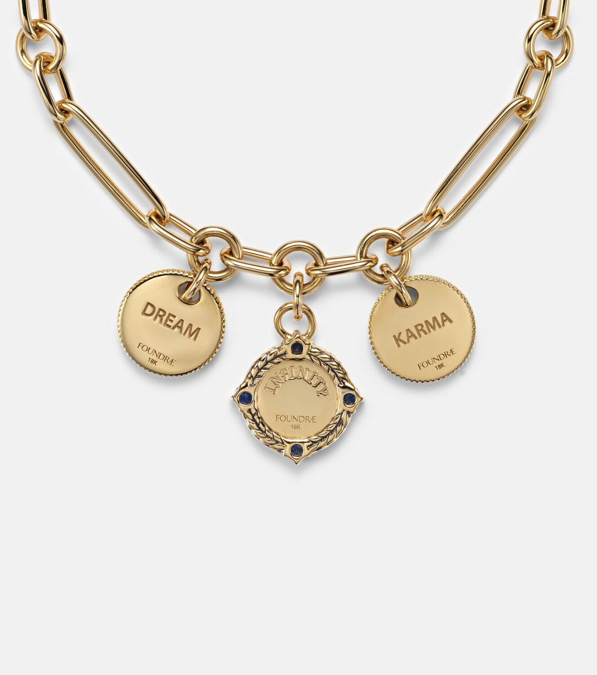 FoundRae Infinite Gratitude 18kt gold bracelet with diamonds and sapphires
