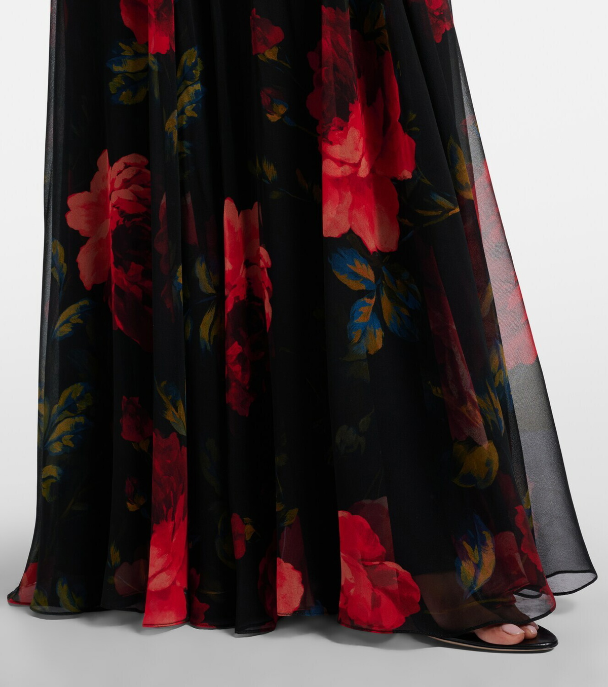 Carolina Herrera Floral ruched off-shoulder silk chiffon gown
