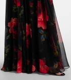 Carolina Herrera Floral ruched off-shoulder silk chiffon gown