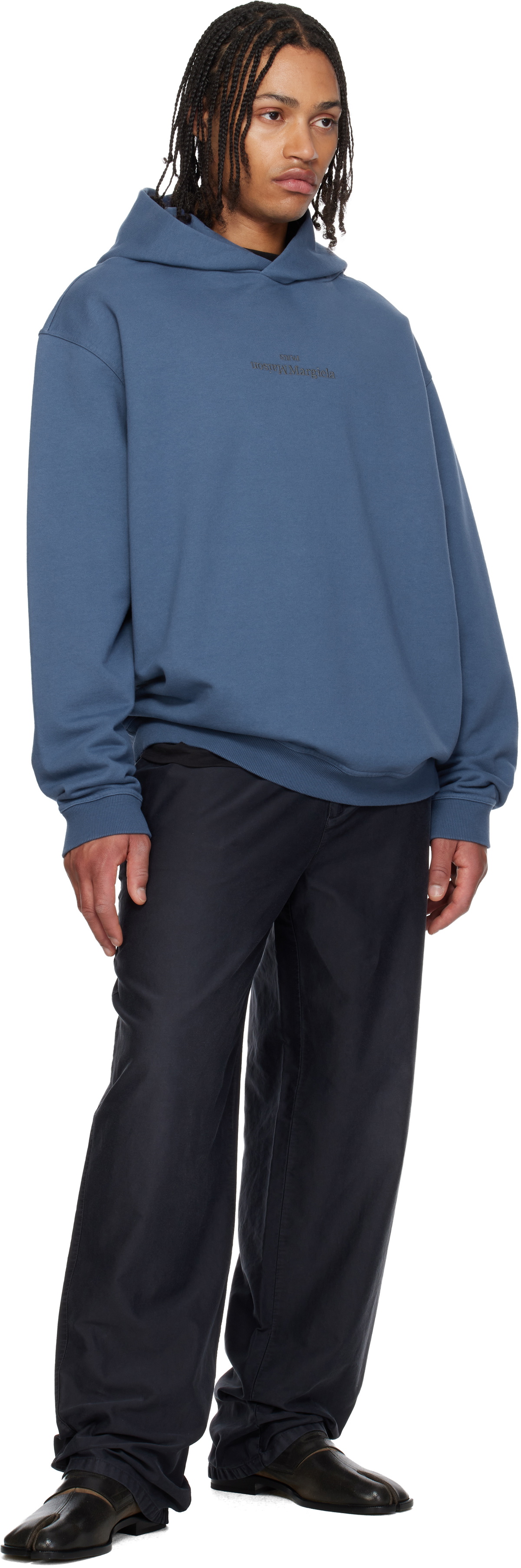 Maison Margiela Navy Reversed Logo Hoodie
