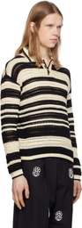 HARAGO Black & White Crochet Polo