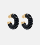 Alaïa Bobine leather-trimmed hoop earrings