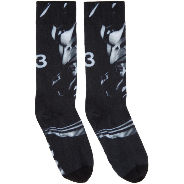 Photo: Y-3 Black Graphic Logo Socks