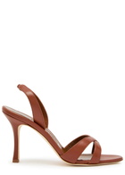 Manolo Blahnik Callasli 90 Leather Slingback Sandals Brown