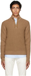 Dunhill Brown Engineered Half-Zip Sweater