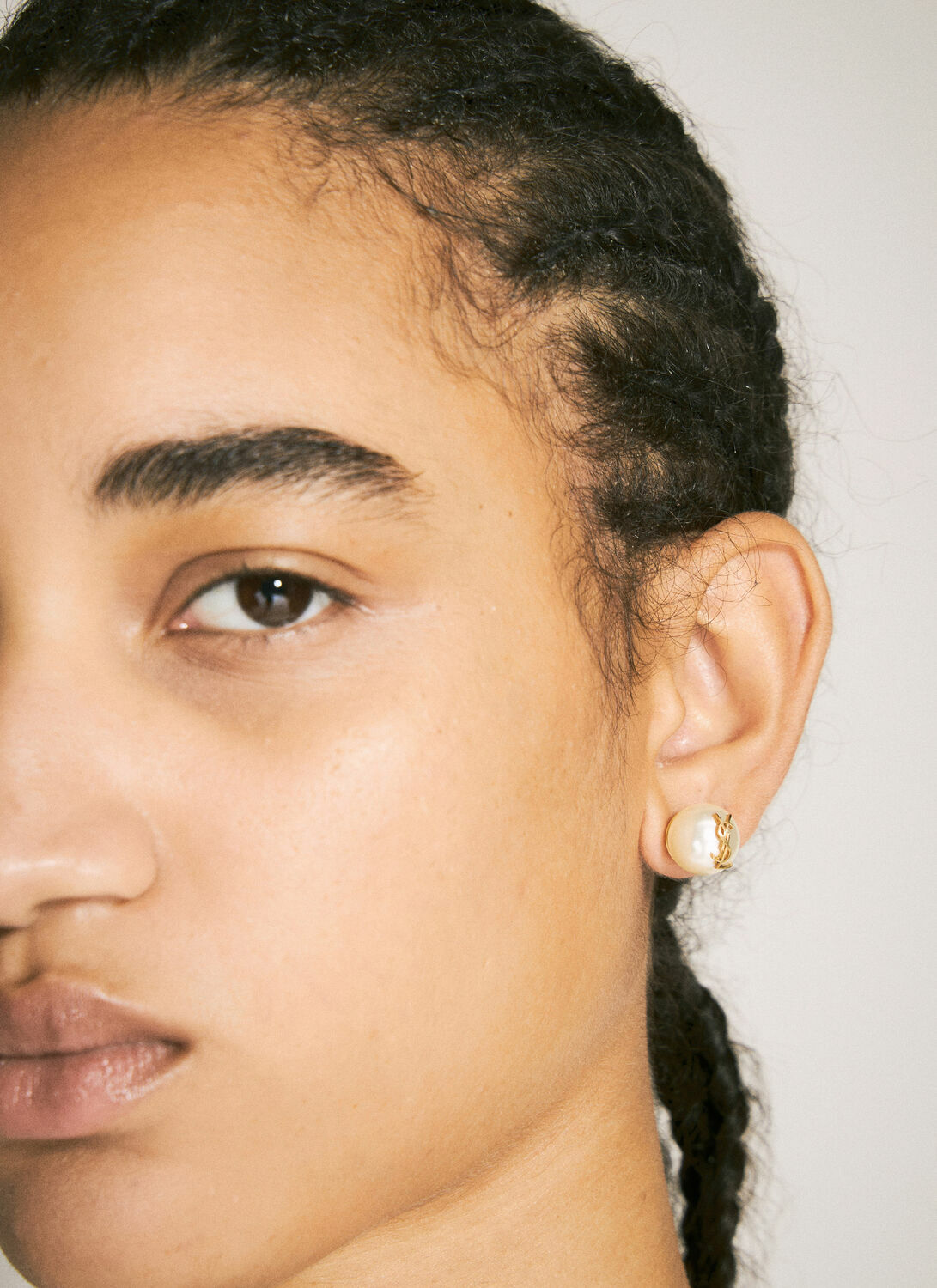 Saint Laurent Monogram Faux Pearl Earrings