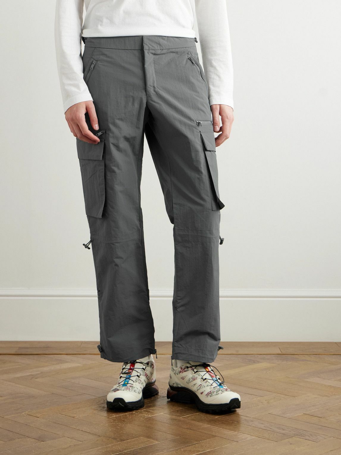 SAIF UD DEEN - Straight-Leg Nylon Trousers - Gray