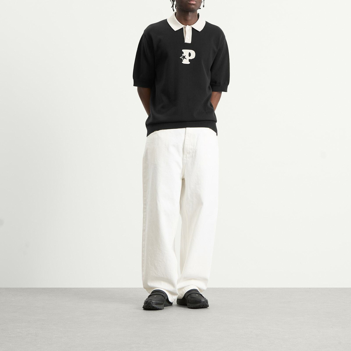 Pawa Speed Sports Men's P-Knit Polo in Black/White