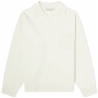 FrizmWORKS Men's Collar Knit Pullover Sweater in Ivory