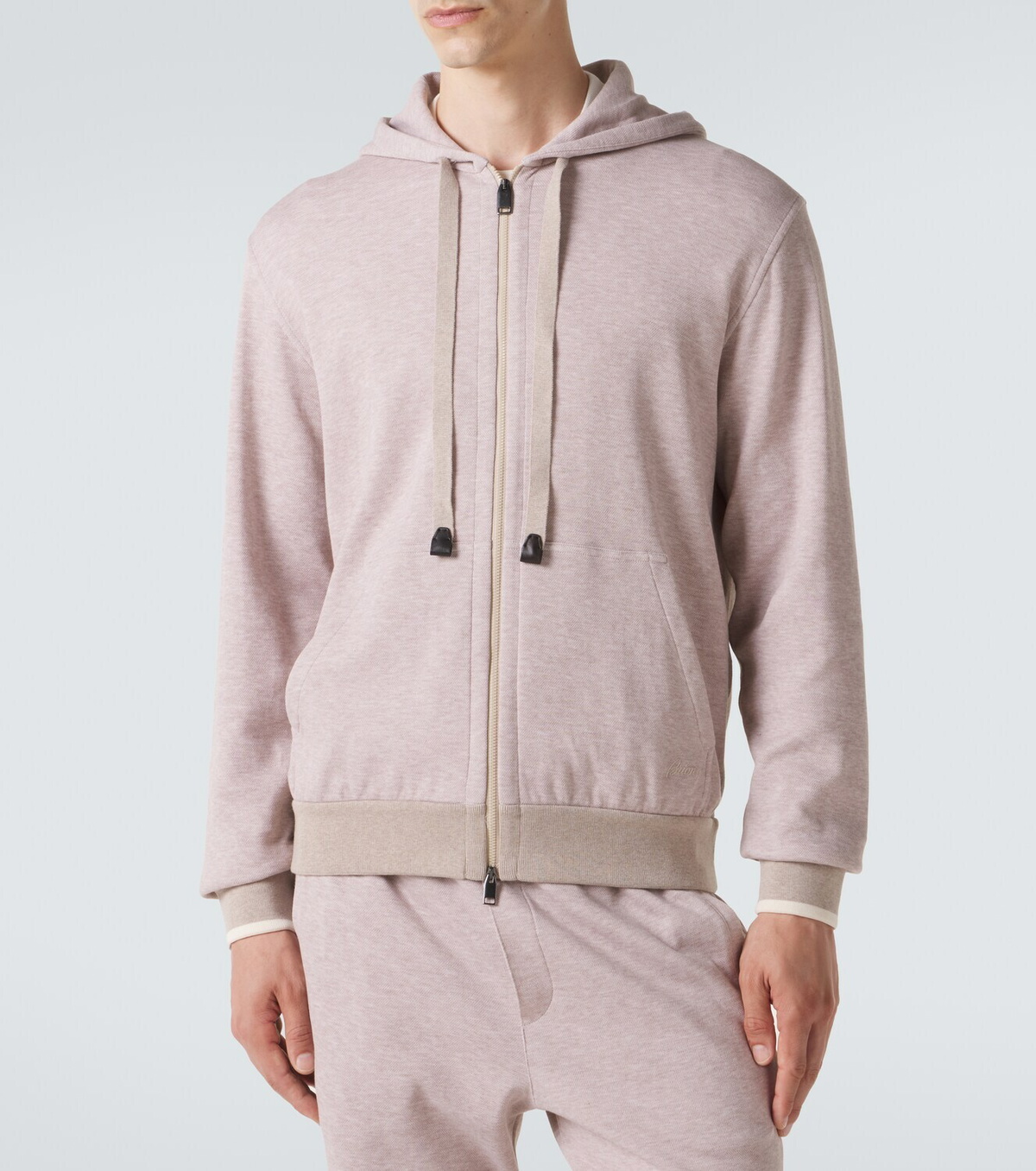 Brioni Cotton-blend zip-up hoodie