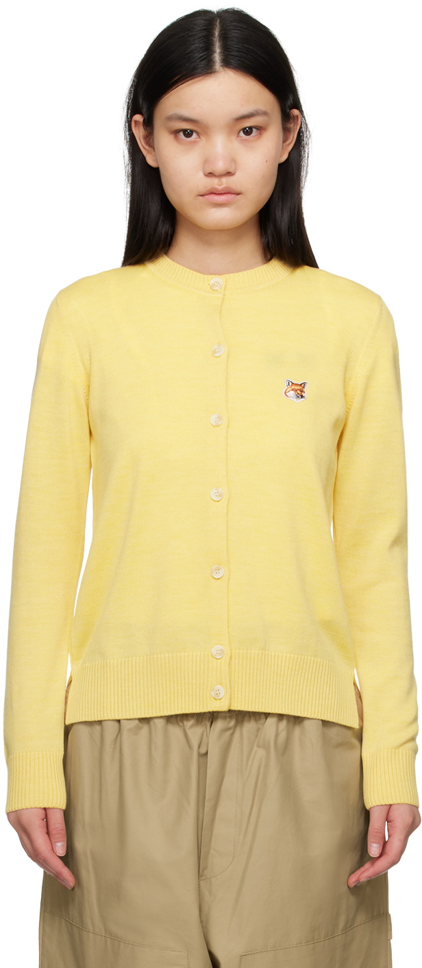 MAISON KITSUNÉ カーディガン　イエロー　XS Maison Kitsuné Yellow Fox Head Patch Cardigan Maison Kitsune