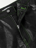 Acne Studios - Lorgata Wide-Leg Panelled Logo-Embroidered Leather Trousers - Black