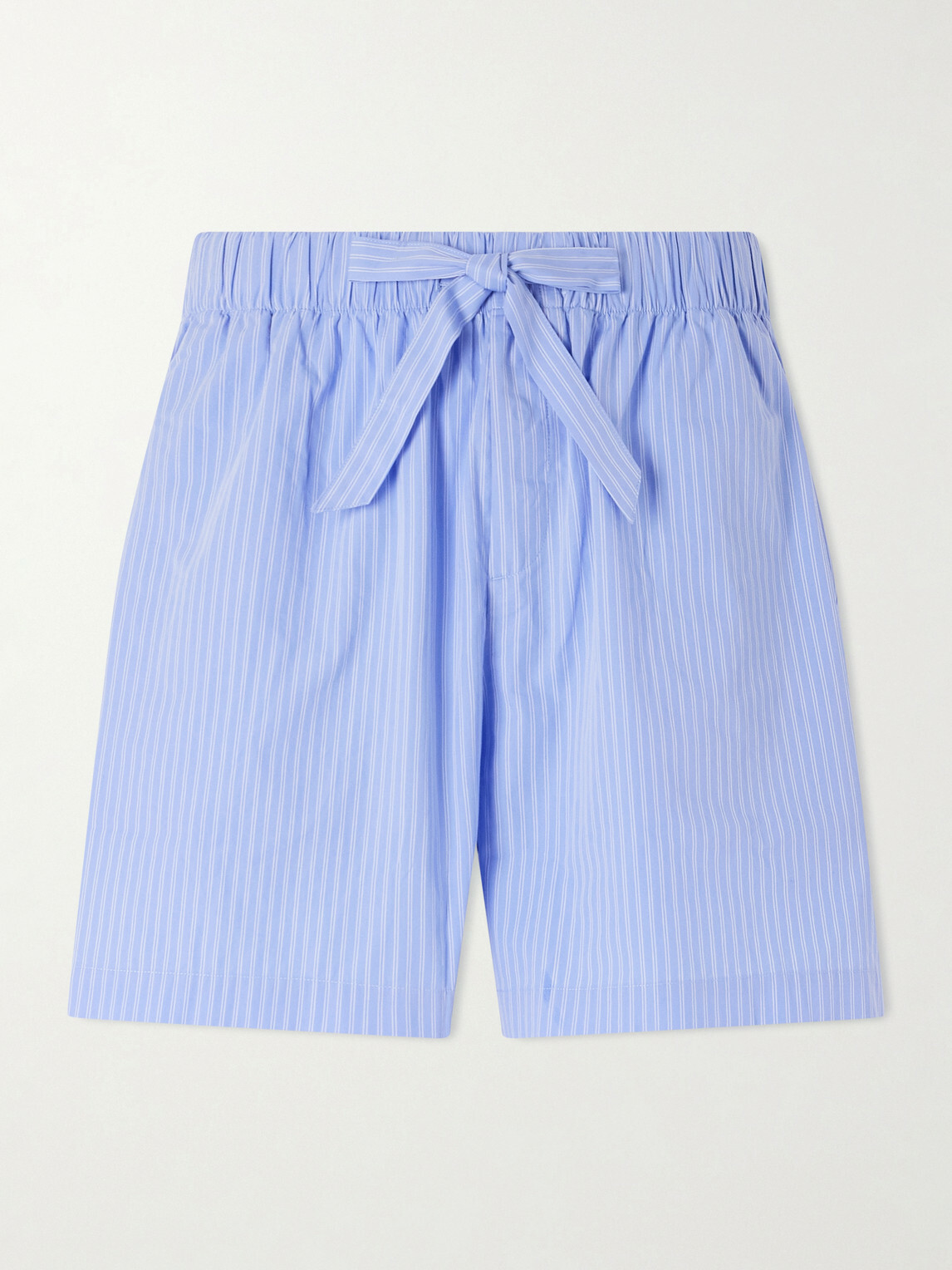 TEKLA - Straight-Leg Striped Organic Cotton-Poplin Shorts - Blue
