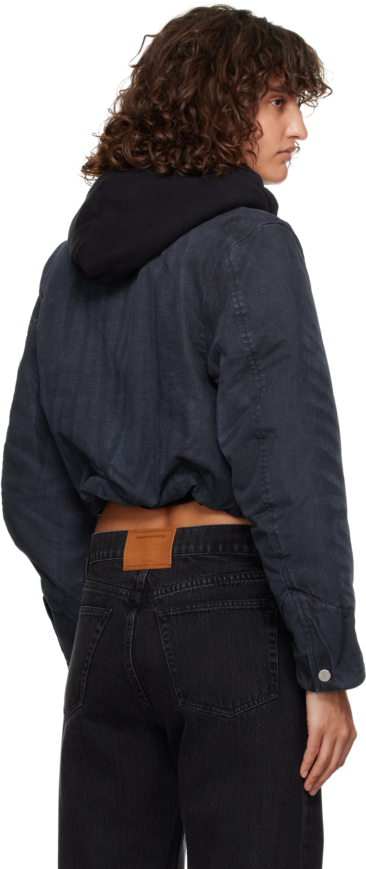 alexanderwang.t Navy Padded Zip-Up Hooded Jacket