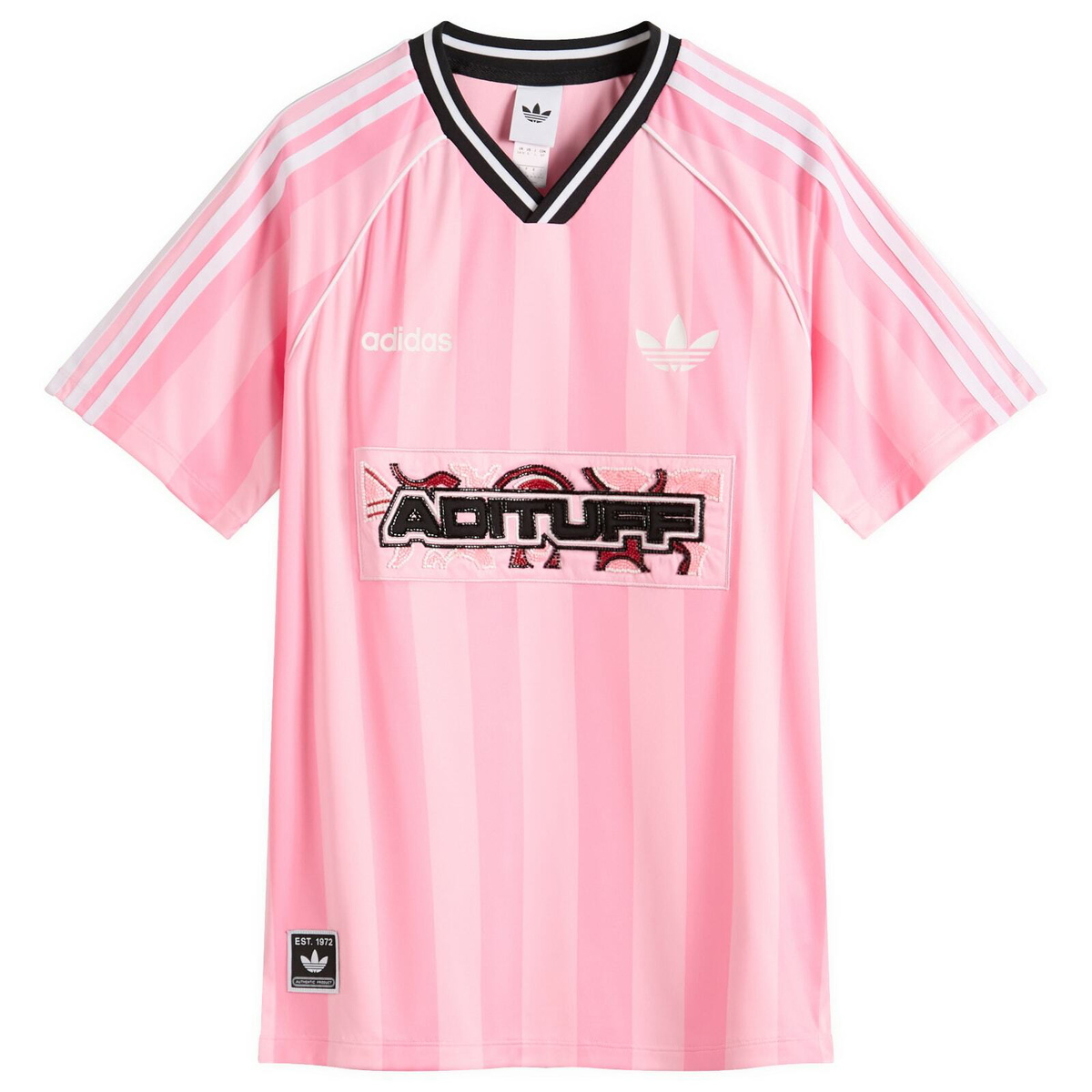 Adidas Women's Striped Jersey in True Pink/Semi Pink Glow adidas