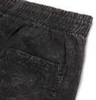 AMIRI - Wide-Leg Acid-Wash Denim Drawstring Shorts - Men - Black