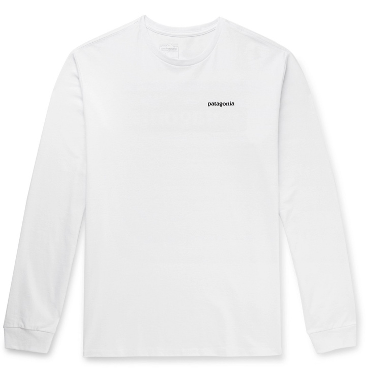 Photo: Patagonia - P-6 Logo Responsibili-Tee Printed Cotton-Blend Jersey T-Shirt - White