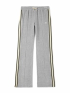CELINE - Straight-Leg Webbing-Trimmed Logo-Embroidered Cotton-Blend Velour Track Pants - Gray