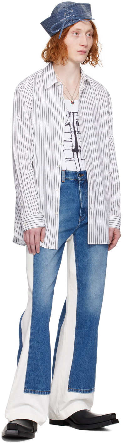 Jean Paul Gaultier White & Black Striped Shirt Jean Paul Gaultier