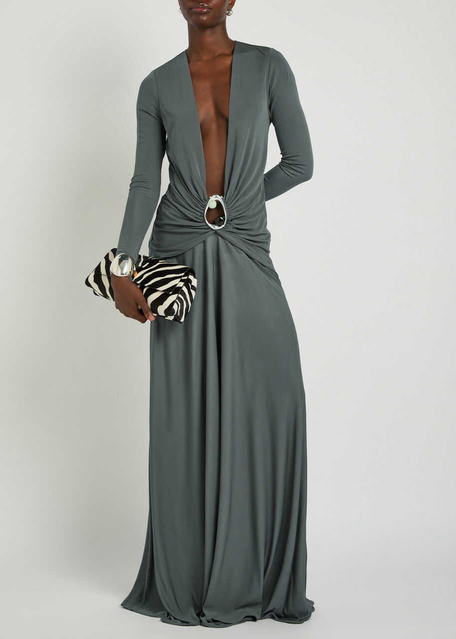 Christopher Esber Orica Cut-out Jersey Maxi Dress Blue