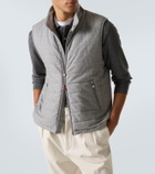 Kiton Suede-trimmed cashmere-blend vest