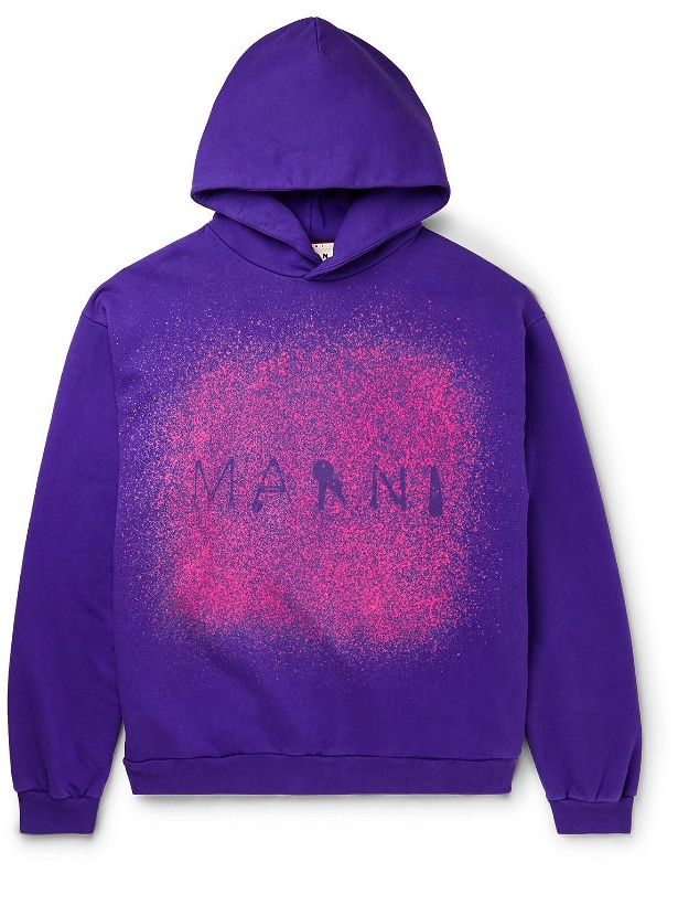 Photo: Marni - Logo-Print Cotton-Jersey Hoodie - Purple