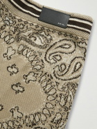 AMIRI - Wide-Leg Logo-Embroidered Crocheted Cotton-Blend Drawstring Shorts - Brown
