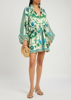 Lug Von Siga Selene Printed Linen Mini Dress Green