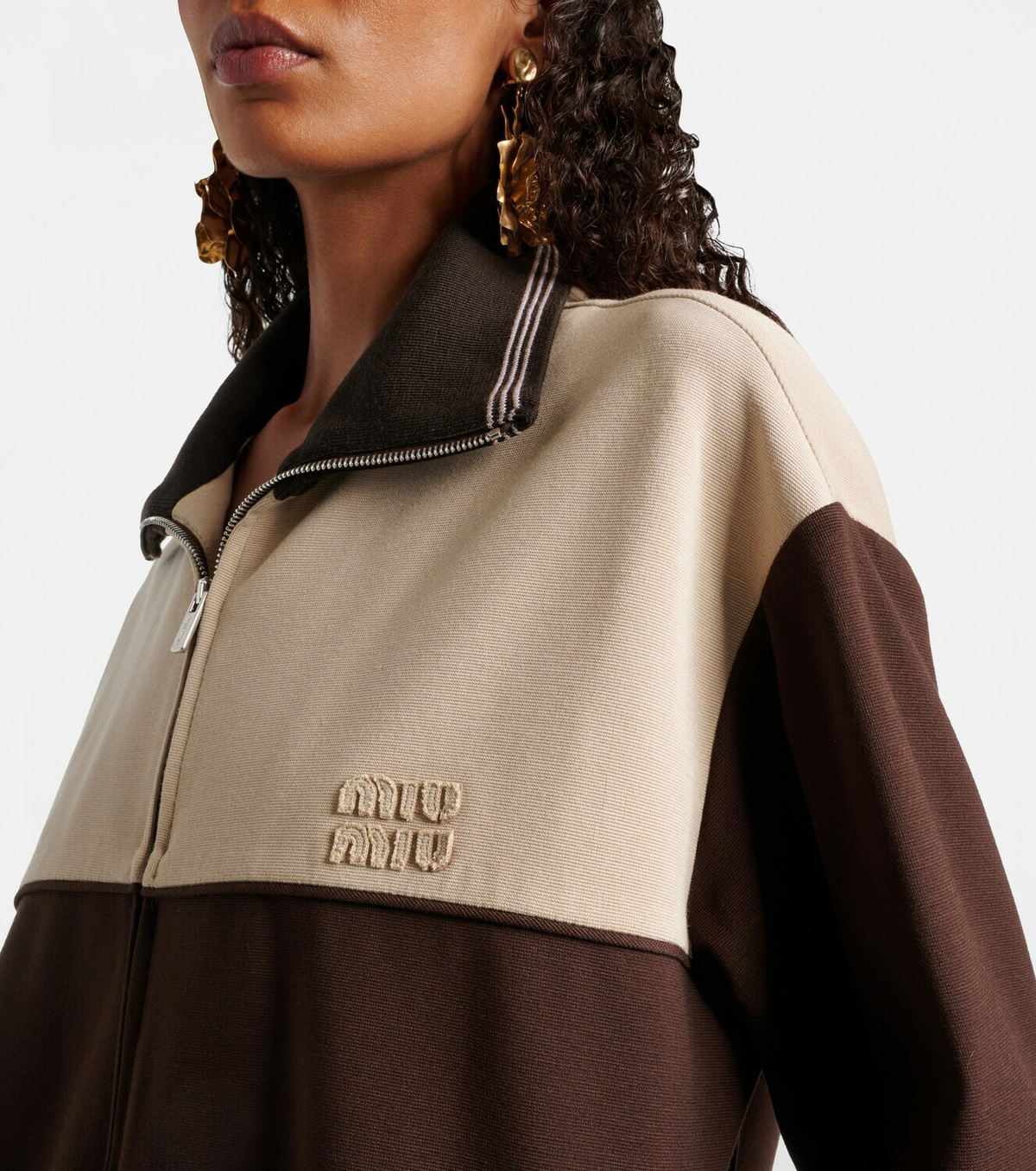 Miu Miu Colorblocked zip-up sweatshirt