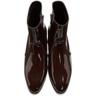 Saint Laurent Brown Patent Cole Boots