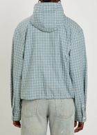 Acne Studios Plaid Hooded Cotton Jacket Blue