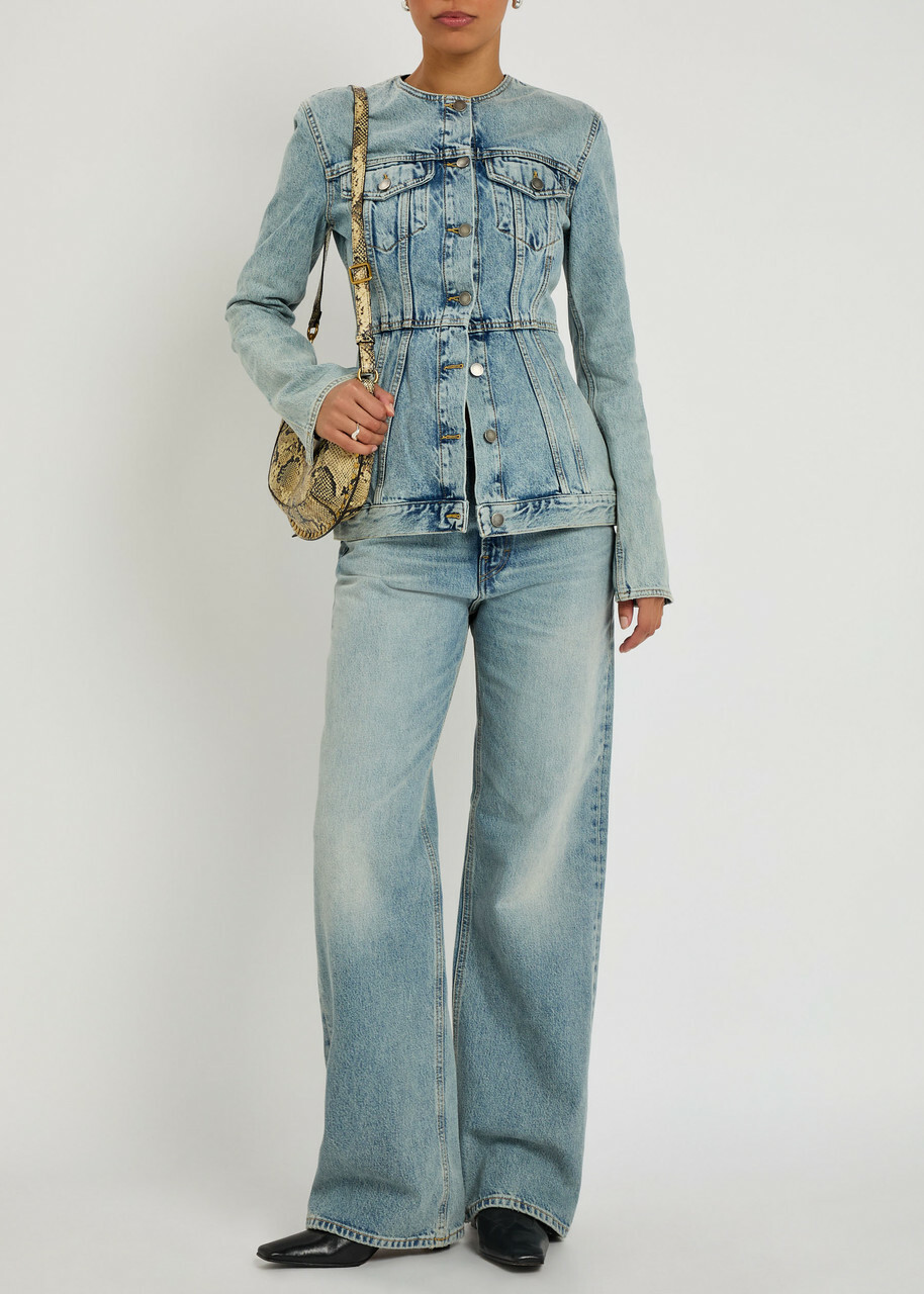 Haikure Korea Straight-leg Jeans Blue