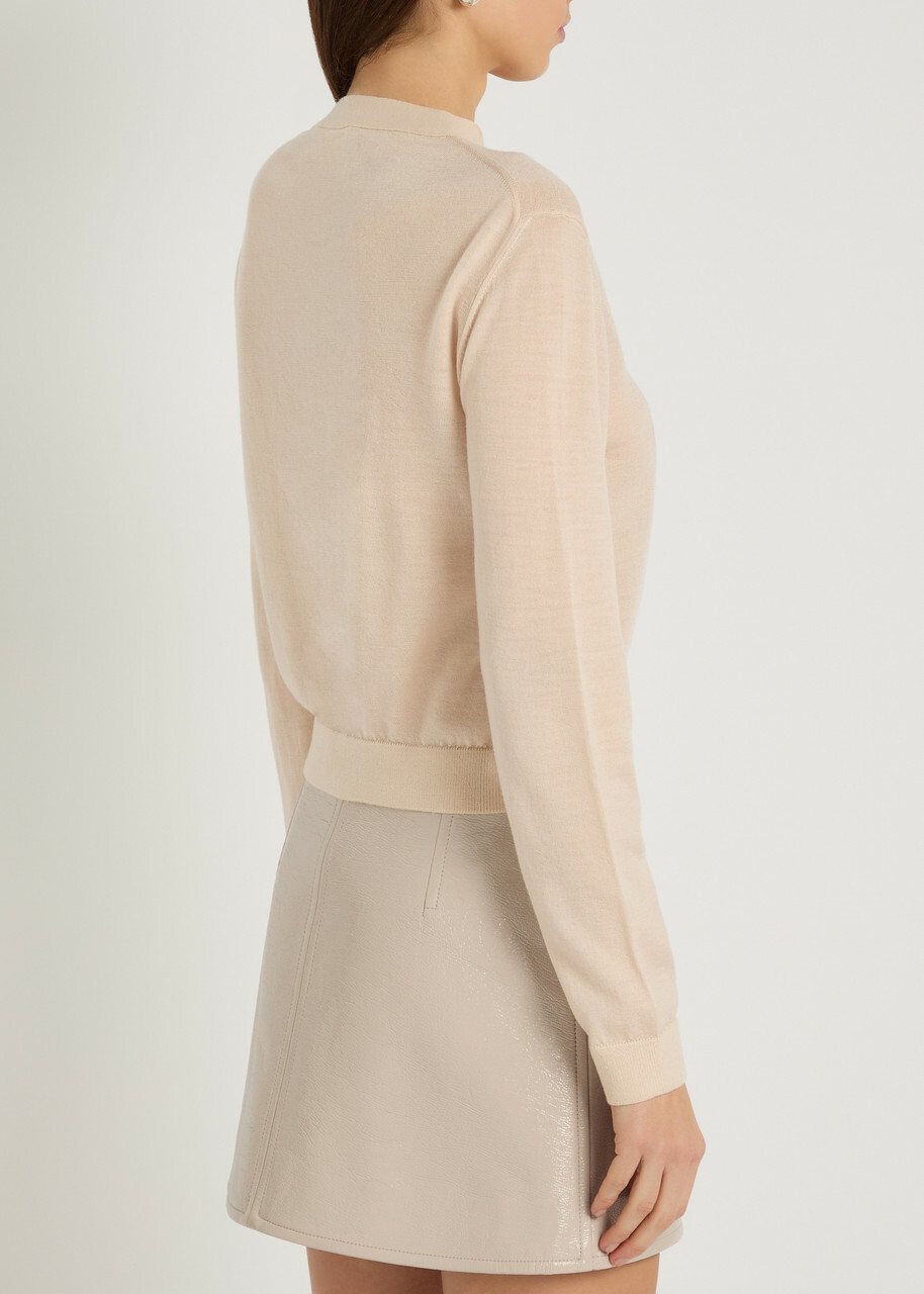 Courrèges Buckle Fastening Merino Wool Cardigan Sand