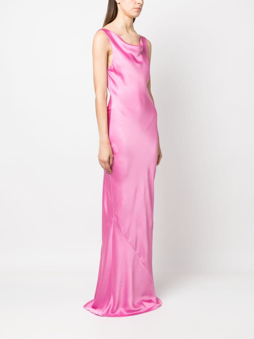 norma kamali maria cowl neck satin maxi dress NORMA KAMALI Maria Satin Gown, Baby, Large