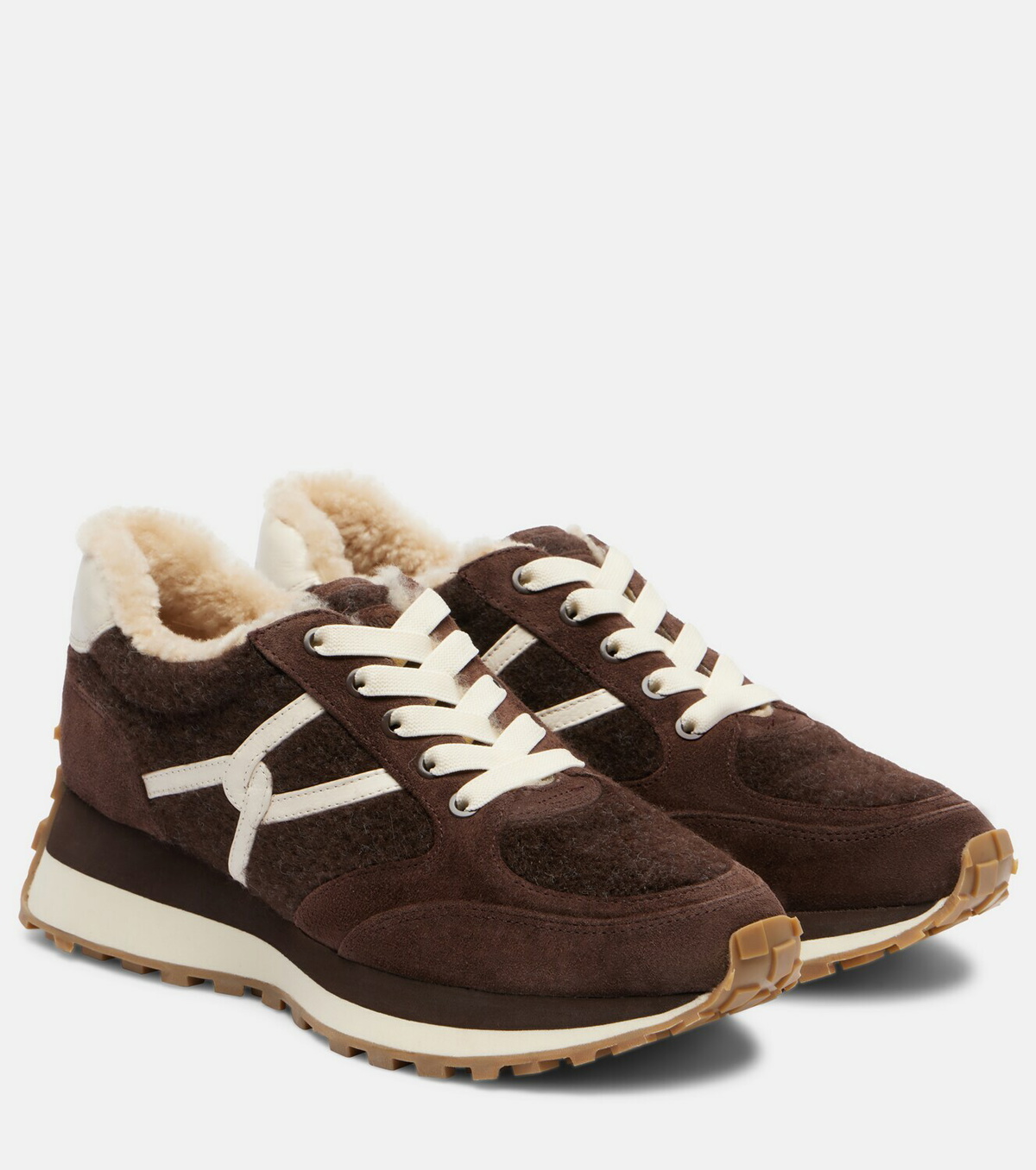 Veronica Beard Valentina suede-trimmed leather sneakers
