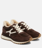 Veronica Beard Valentina suede-trimmed leather sneakers