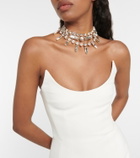 David Koma Feather-trimmed cady gown