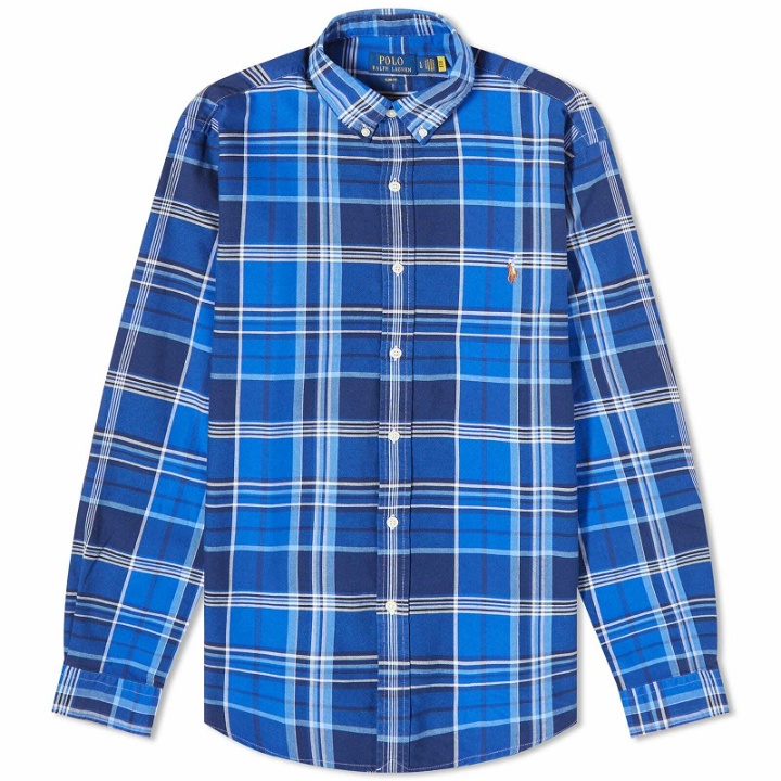 Photo: Polo Ralph Lauren Men's Check Oxford Button Down Shirt in Blue Multi