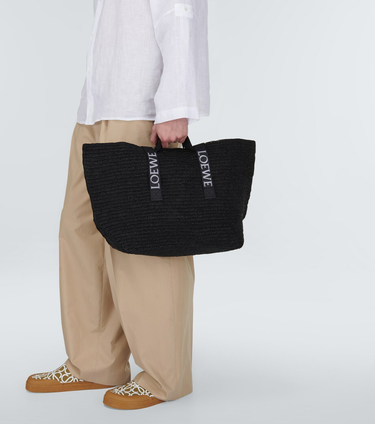 Loewe Fold Raffia Shopper Tote Bag Natural/Tan