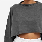 Joah Brown Women's Slouchy Crop Long Sleeve Top in Washed Black