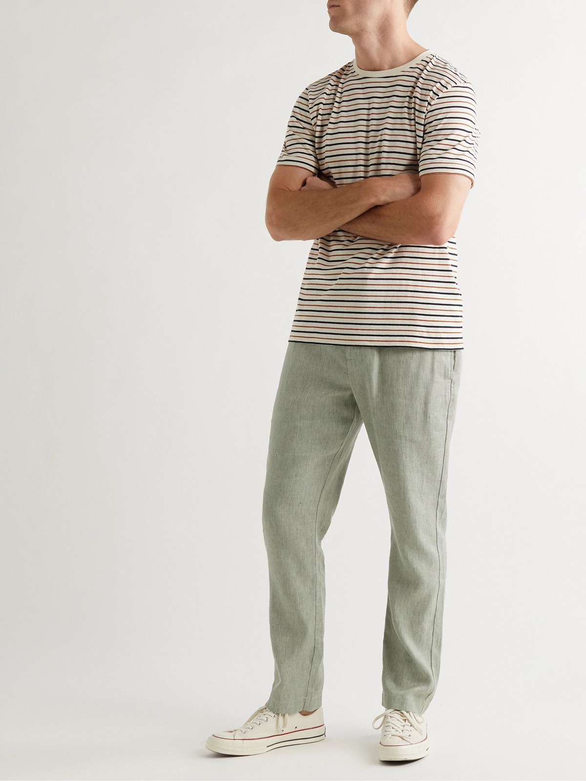 FRESCOBOL CARIOCA - Oscar Slim-Fit Tapered Linen and Cotton-Blend  Drawstring Trousers - Green