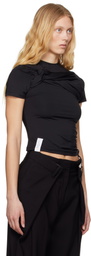 Rokh Black Twisted Knot Half Sleeve T-shirt