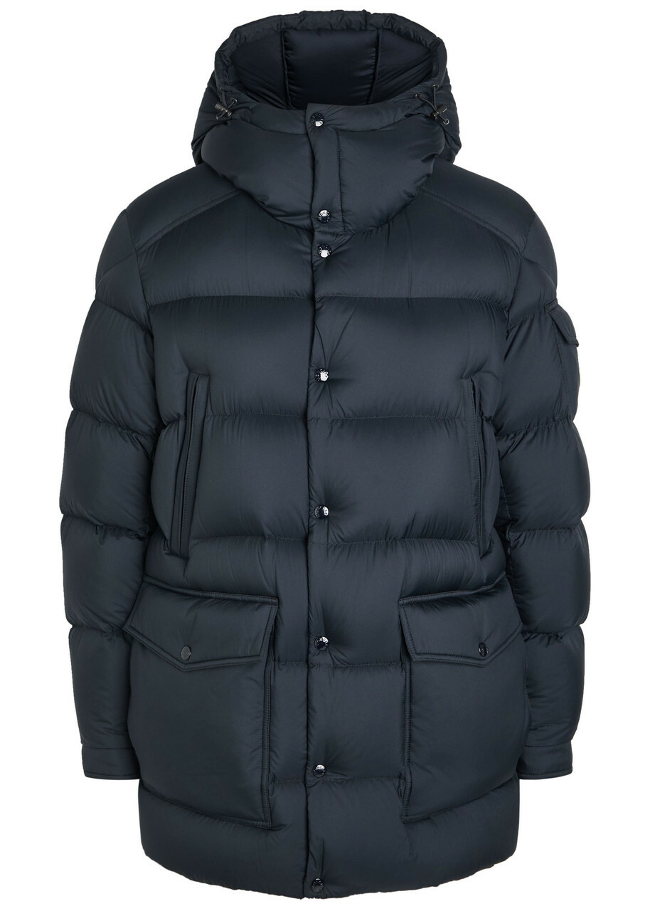 Moncler Bretagne Padded Hooded Shell Parka Jacket Navy