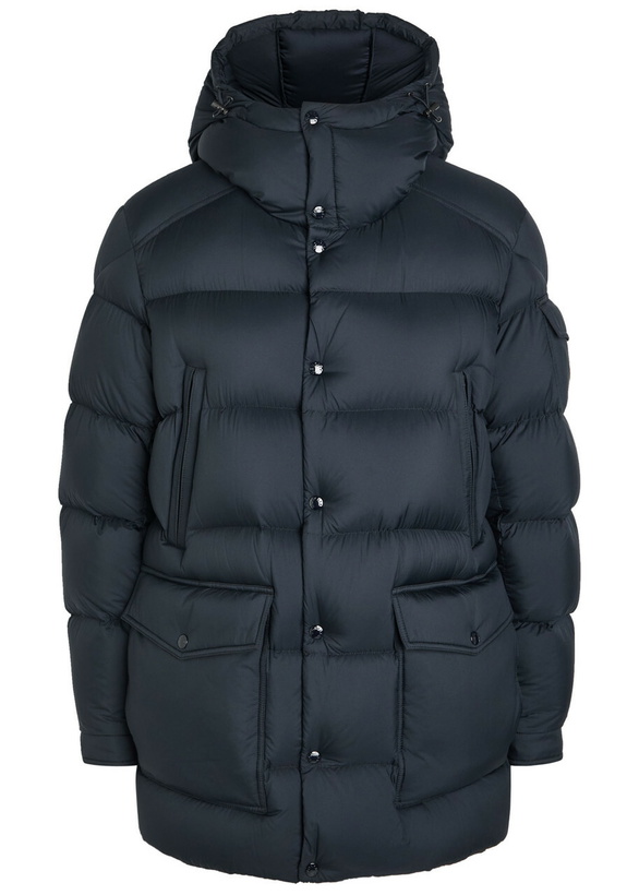 Photo: Moncler Bretagne Padded Hooded Shell Parka Jacket Navy