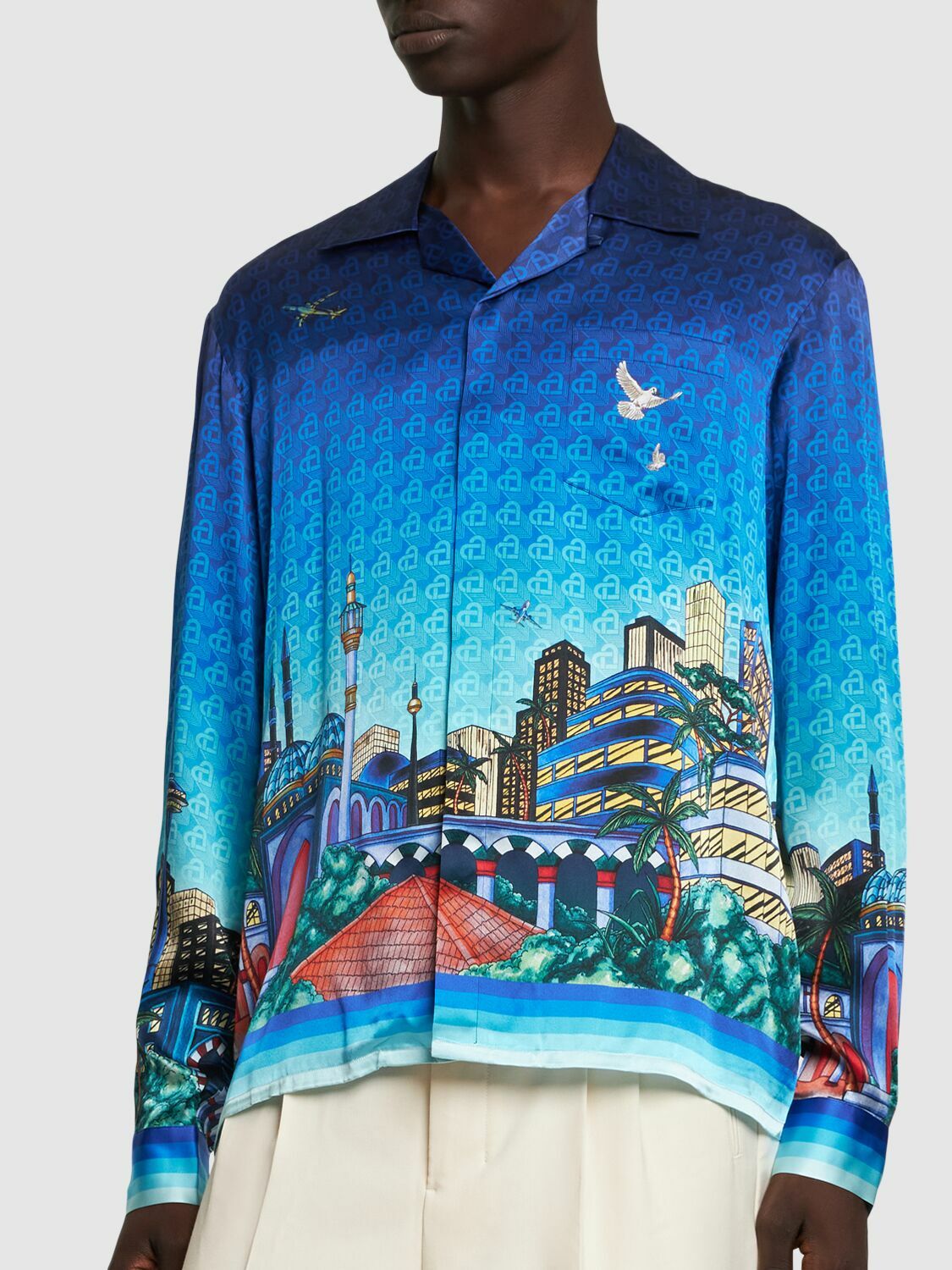 CASABLANCA - Night View Print Silk Twill Shirt Casablanca