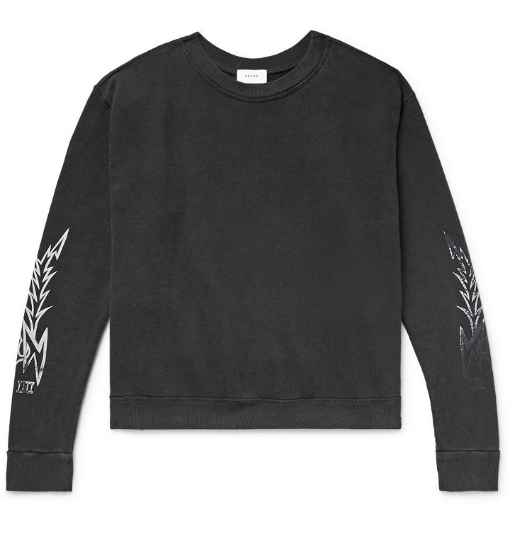 Photo: Rhude - Printed Loopback Cotton-Jersey Sweatshirt - Men - Black