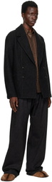 LEMAIRE Black Short Double-Breasted Coat