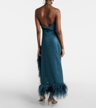 Oséree Lumière Plumage halterneck midi dress