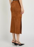 Stouls Winona Split-hem Suede Midi Skirt Tan